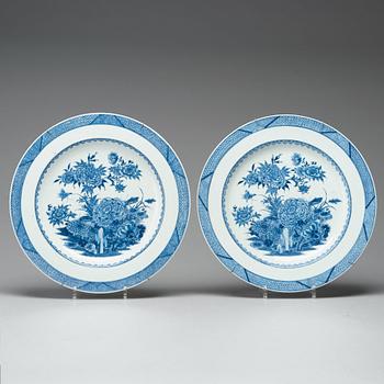 A set of four blue and white dishes, Qing dynasty, Qianlong (1736-95).