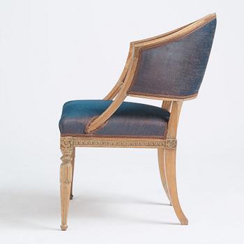 A late Gustavian armchair by A Hellman (master in Stockholm 179?-1825).