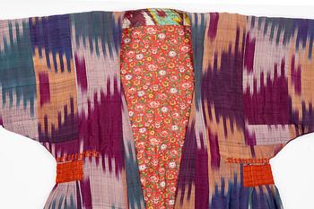 A woman’s Chapan, silk and cotton Ikat, Central Asia, 1880s.