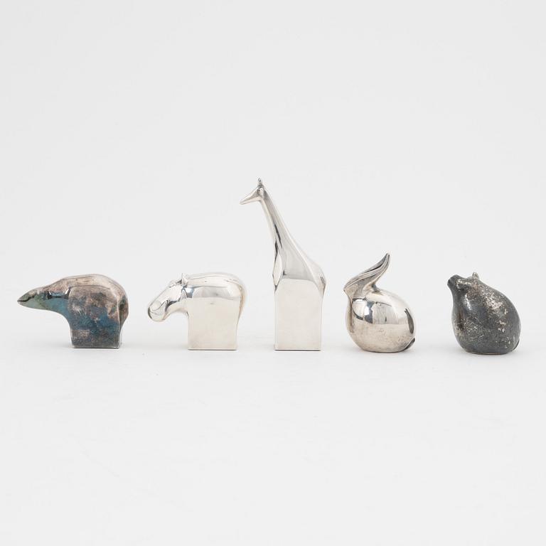 Gunnar Cyrén, with others, five silver plated zinc figurines, Dansk Designs, Japan.