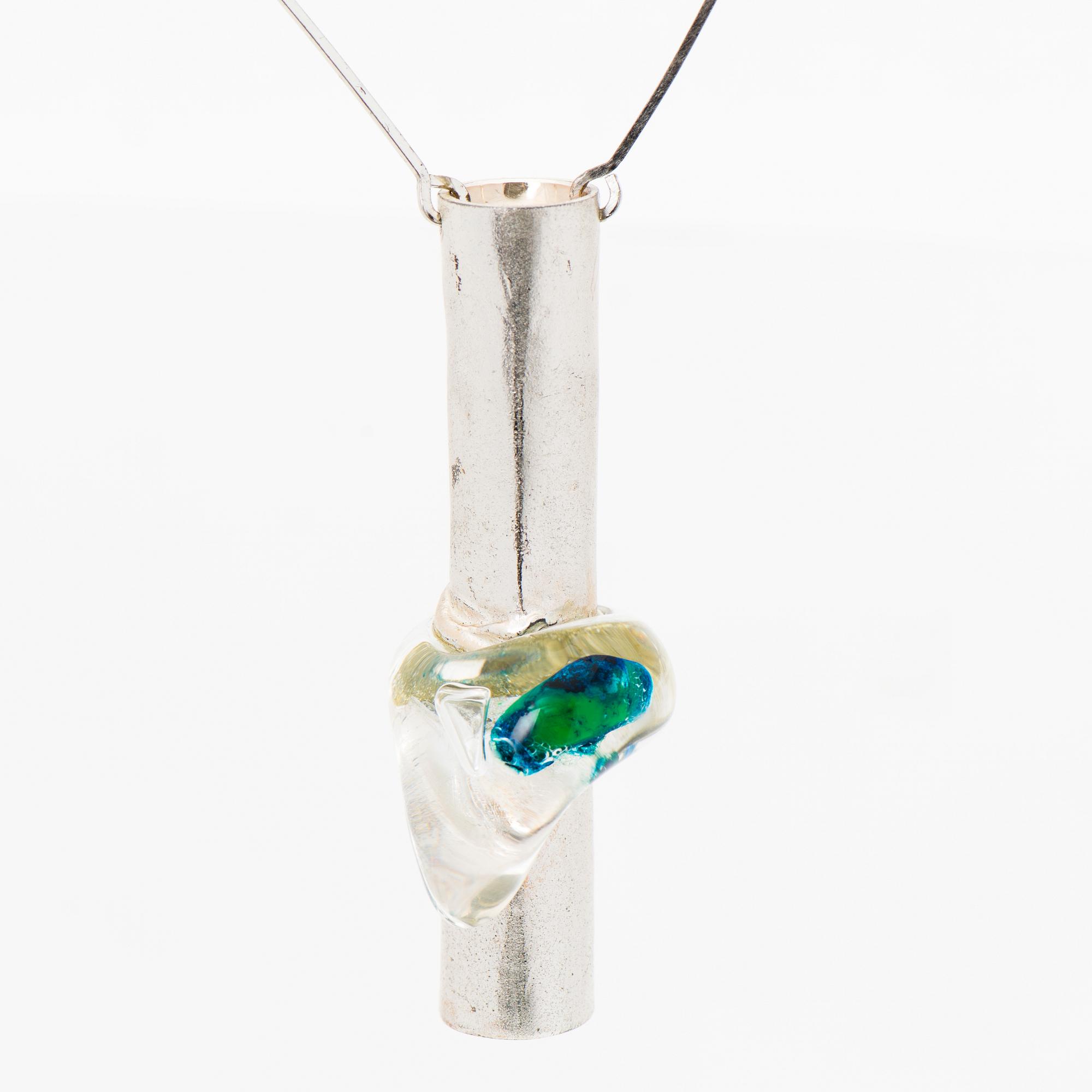 BJÖRN WECKSTRÖM, HALSSMYCKE, "Ishjärtat", akryl, silver. Lapponia 1971.