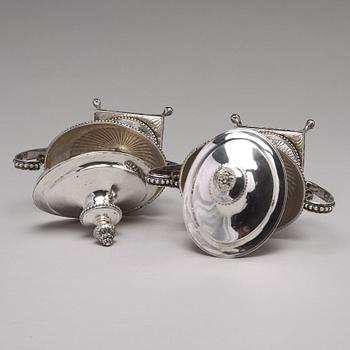 Johan Ekholm, sockerskålar, ett par, silver, Stockholm 1792. Gustavianska.