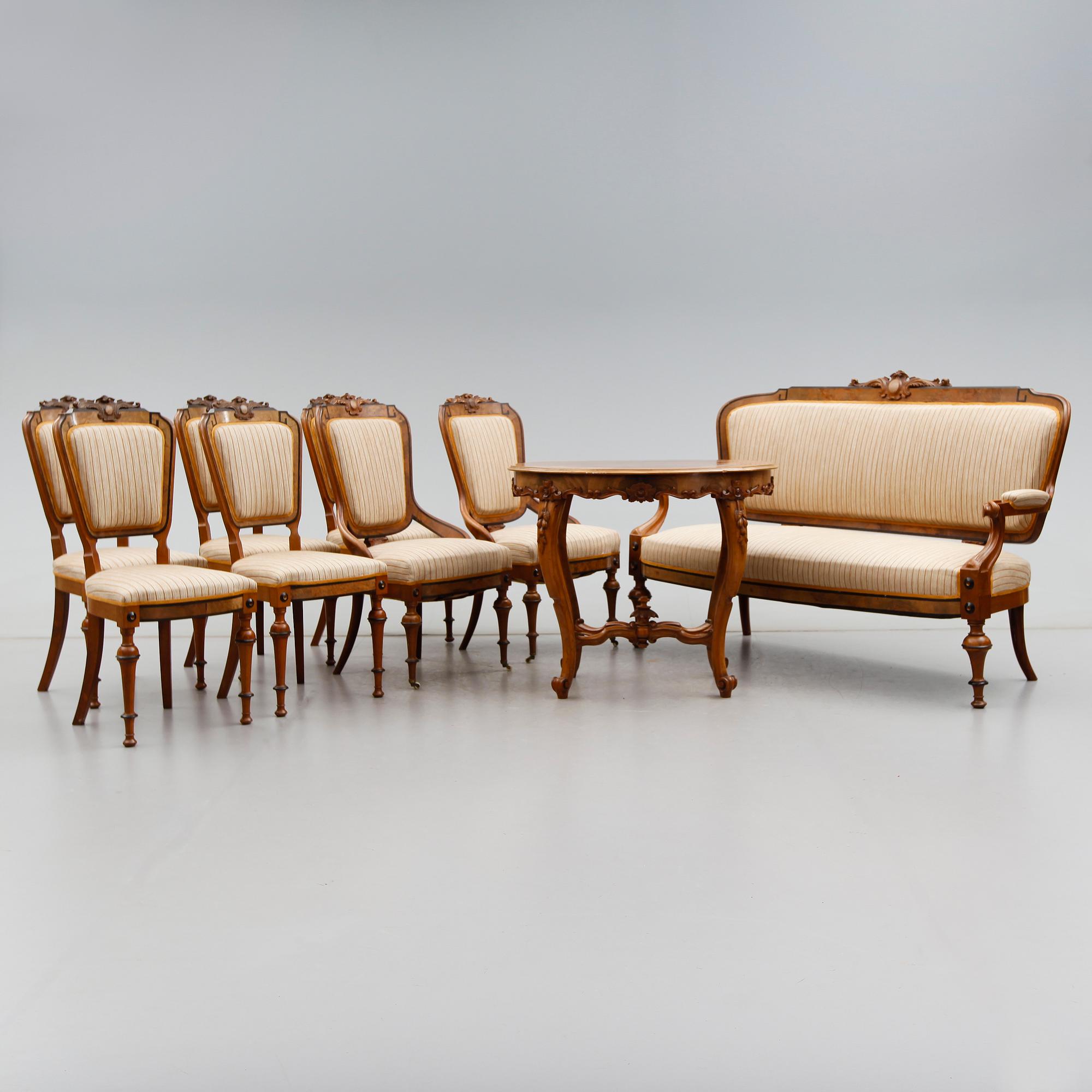 SALONGSGRUPP, 9 delar, 1800-talets andra hälft.