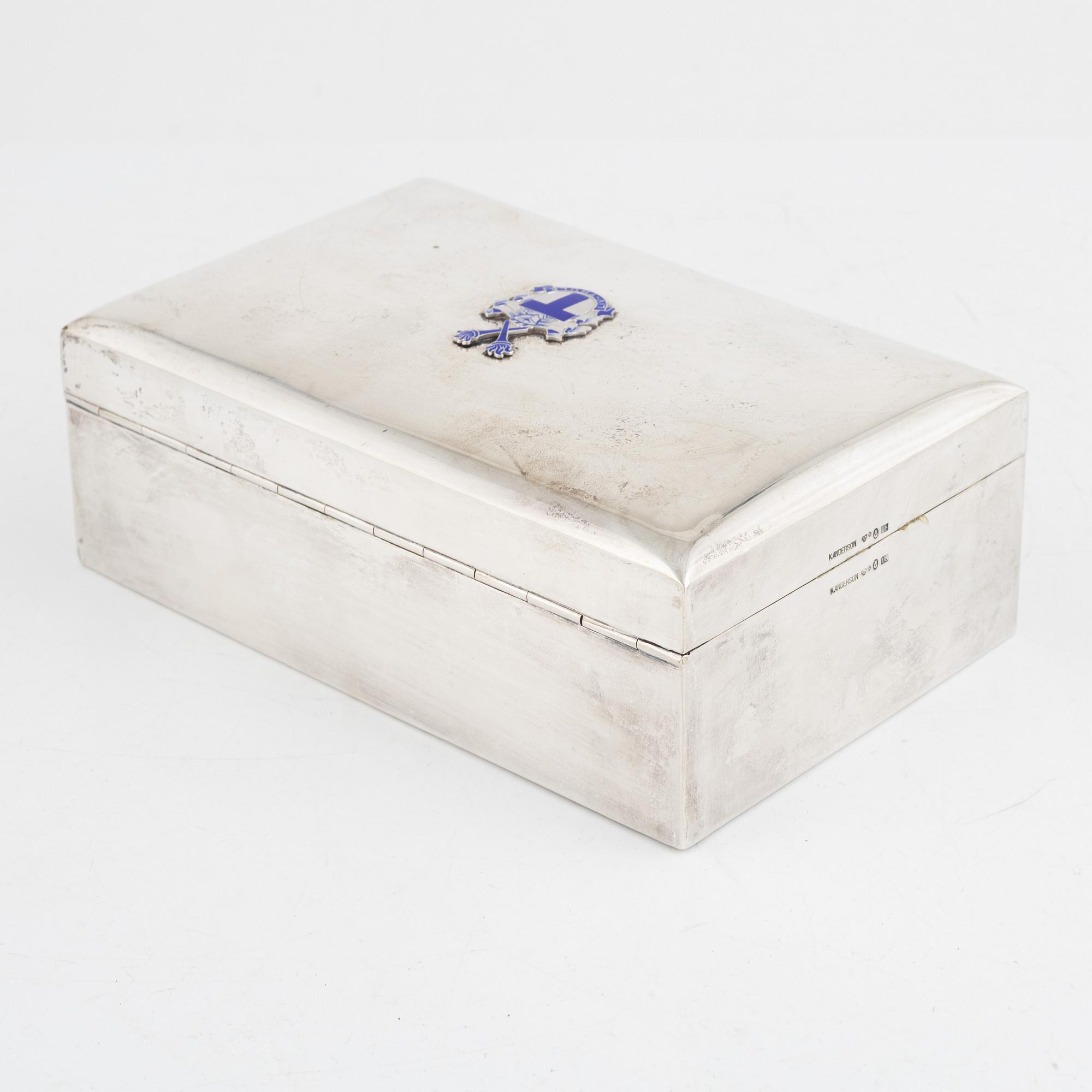 Cigar box, silver, mark of K. Anderson, Stockholm 1946.