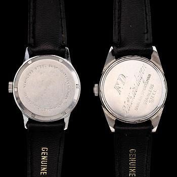 ARMBANDSUR, 2 st, stål, Svalan och Eiger, 1900-takets andra hälft.