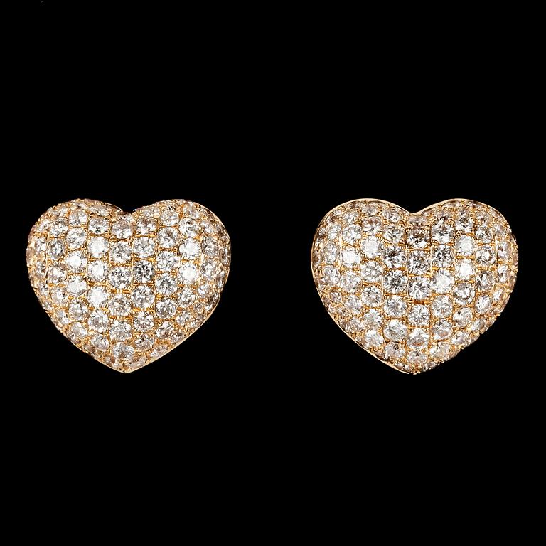 EARRINGS, 162 brilliant cut diamonds, tot. 1.70 cts.