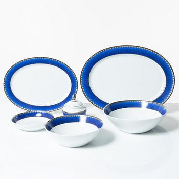 Sigvard Bernadotte, mat- och kaffeservis, 185 delar, "Millennium-line Marianne", Christineholm, Fyrklövern.