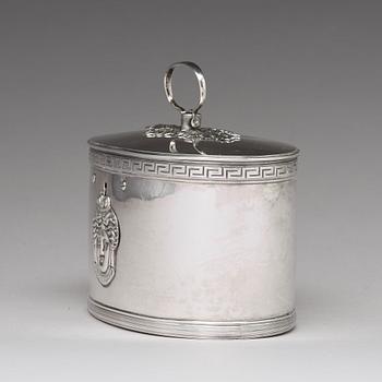 A Swedish 19th century silver sugar-casket, mark of Adolf Zethelius, Stockholm 1811.