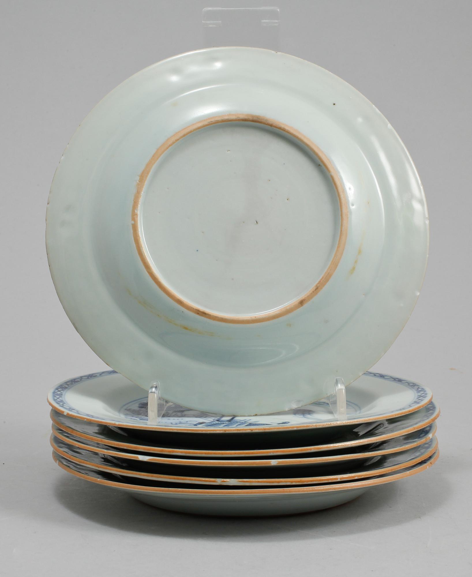 ASSIETTER, 6 st, porslin, Kina, 1800-tal.