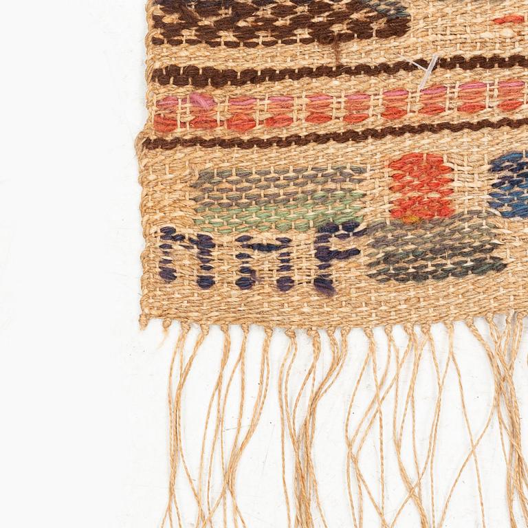 Märta Måås-Fjetterström, a textile, 'Blomkvist', flat weave, approximately 144 x 67 cm, signed MMF.