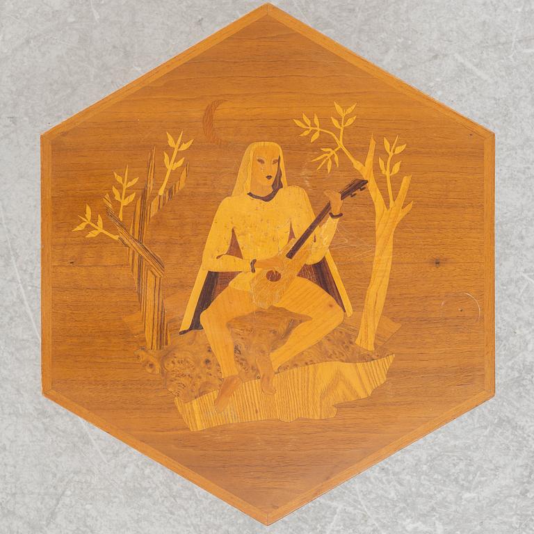 A smoking table, probably Birger Ekman, Mjölby Intarsia, 1930s.