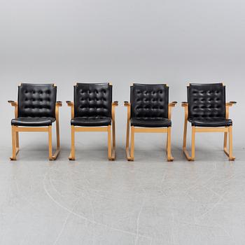 Bruno Mathsson, a set of four arm chairs, "Minette"/"Mi 423". Mathsson International AB, 1970s.