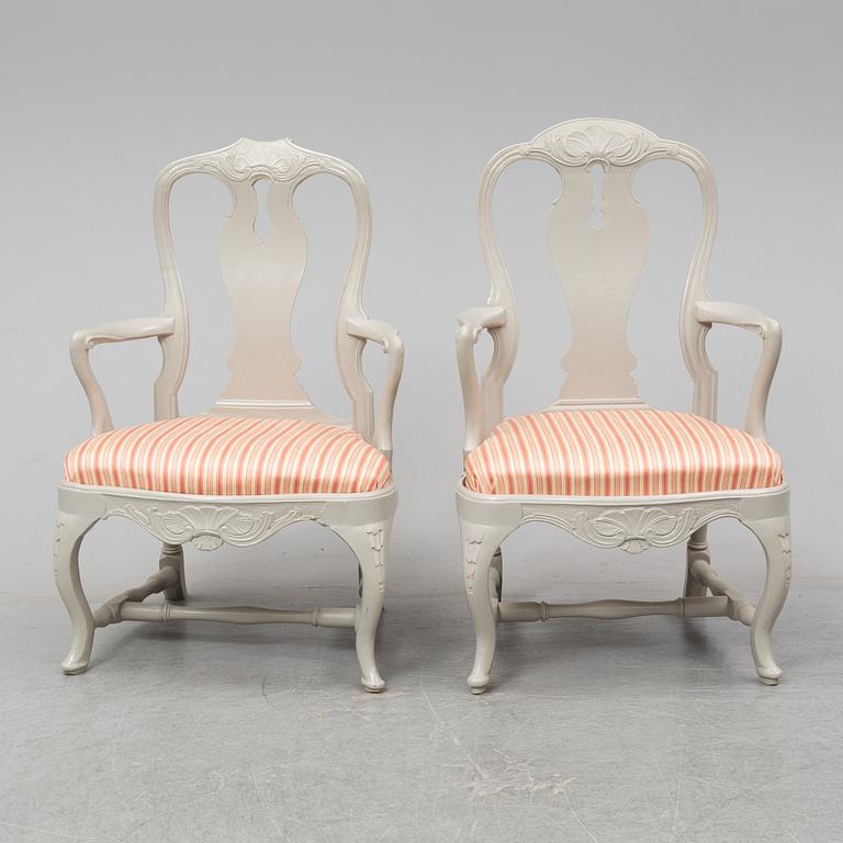 Two Rococo armchairs, 18th Century.