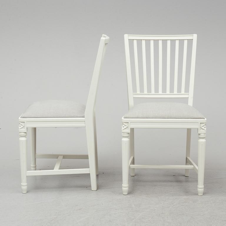 Four gustavian style chairs, late 20th century.