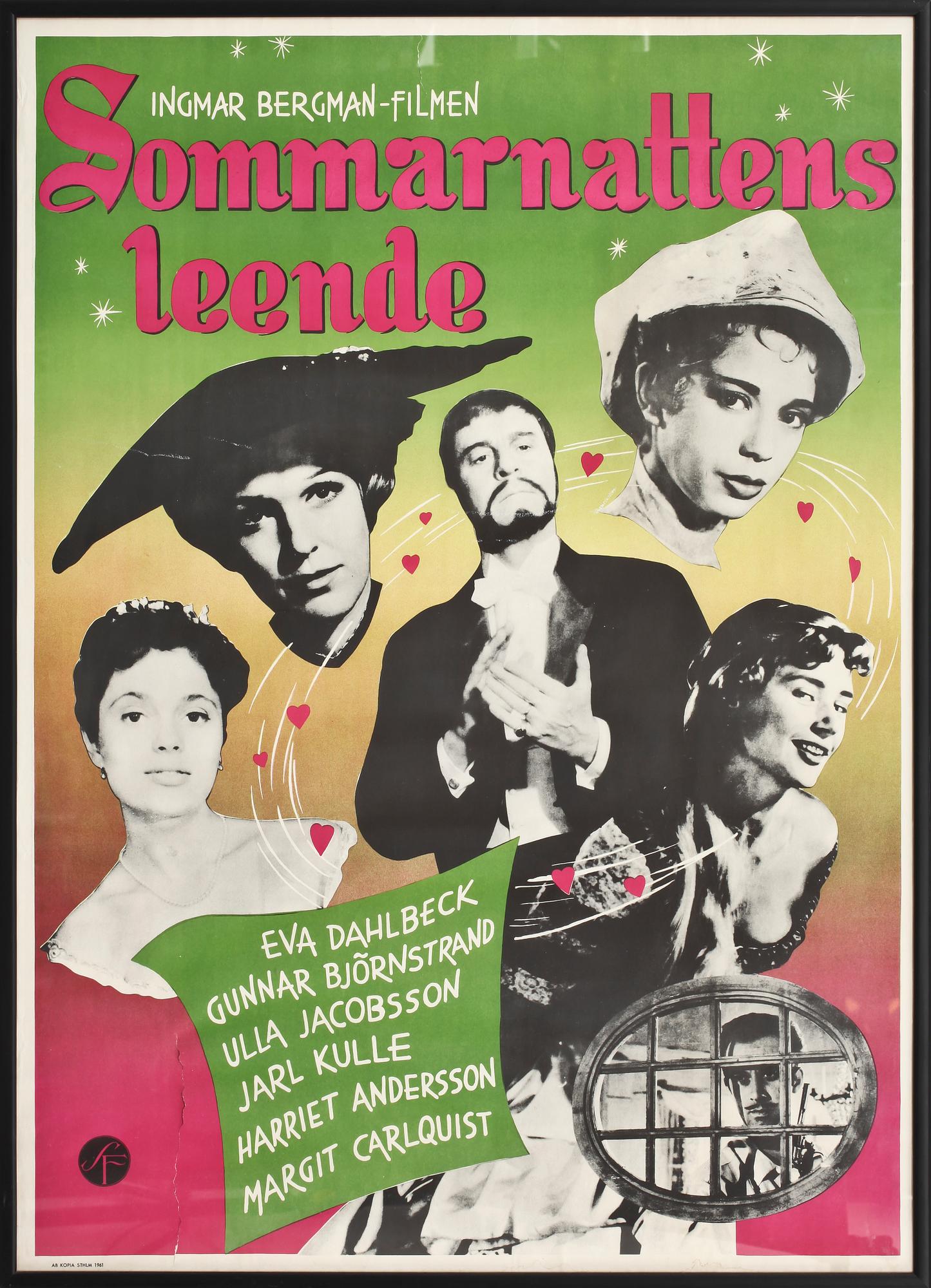 FILMAFFISCH, "Sommarnattens leende", Ingmar Bergman, AB Kopia STHLM, 1961.
