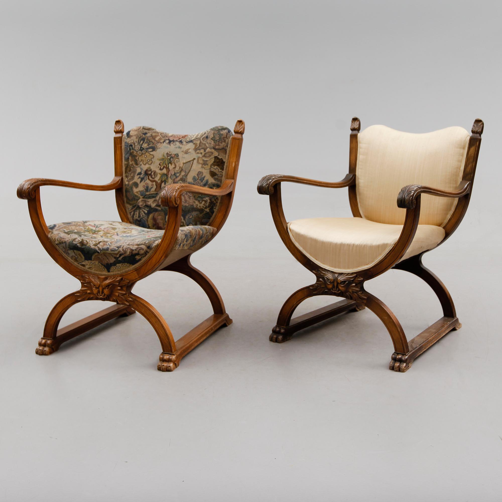 KARMSTOLAR, 1 par, renässansstil, 1900-talets början.