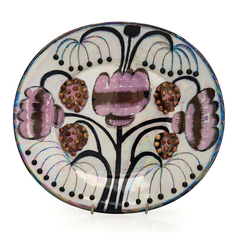 Birger Kaipiainen, dekorationstallrik, stengods signerad Kaipiainen, Arabia.