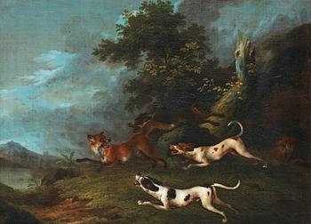 848. Carl Fredrik Kiörboe Attributed to, Fox hunting.