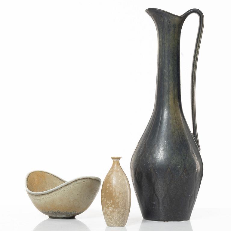 Gunnar Nylund, kanna, vas och skål, stengods, Rörstrand.