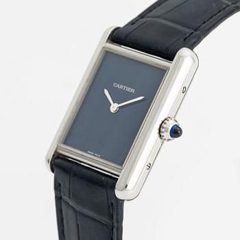 Cartier, Tank Must, "Blue Lacquered Dial", wristwatch, 33.7 x 25.5 mm.