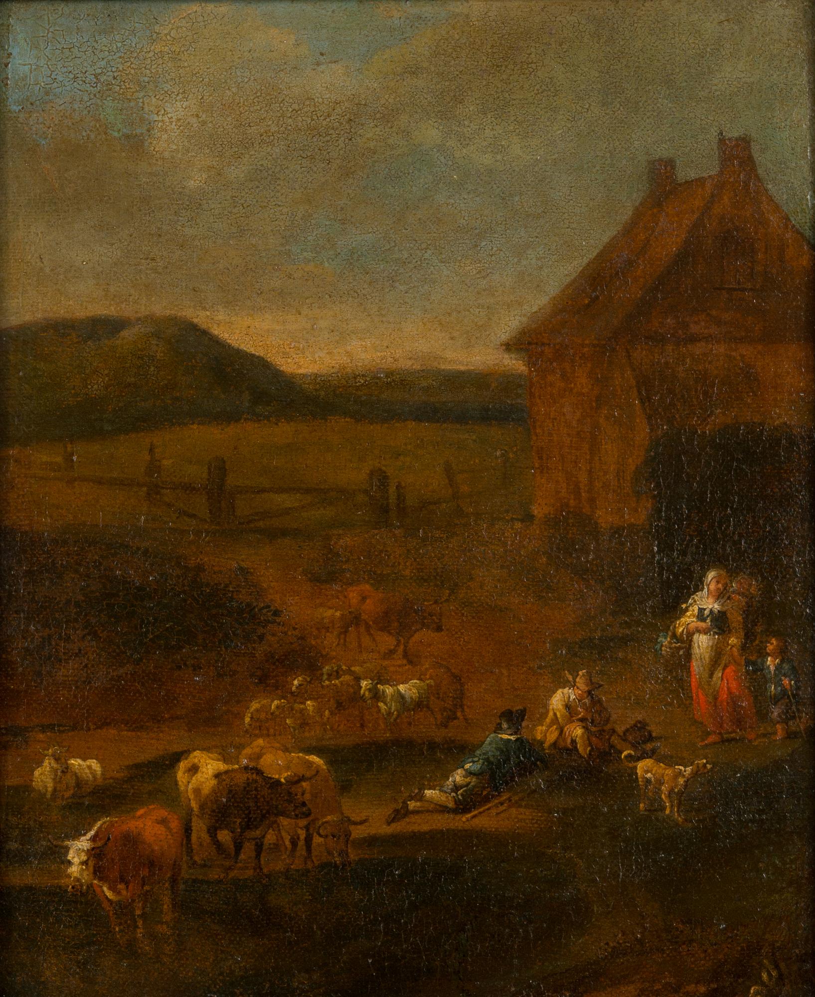 Unknown artist, 18th century, dutch school, oil on canvas laid on board.