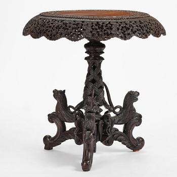 An Indian 'blackwood' occasional table, Bombay Presidency, around 1880.