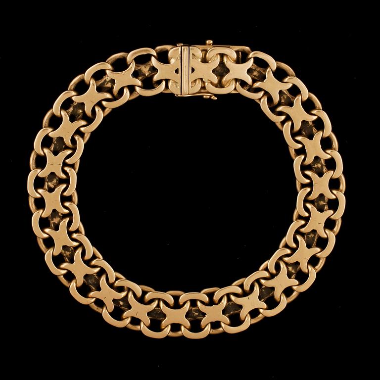 ARMBAND, 18k guld, X-länk, EHW, Stockholm, 1947. Vikt ca 43,3 g.