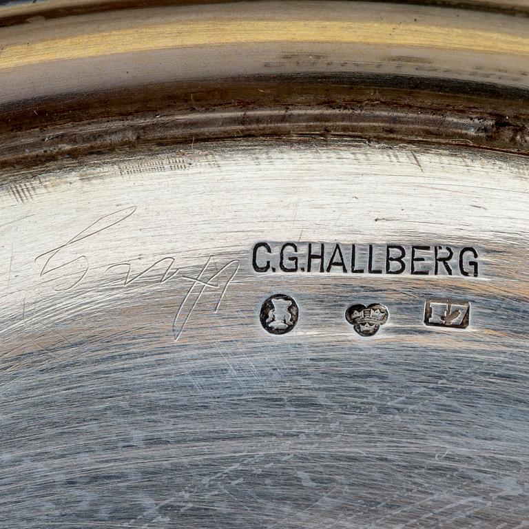 C.G. Hallberg skålar ett par silver Stockholm 1908.