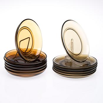 TALLRIKAR / FAT, 6 + 6 st, glas, Kaj Franck, Notsjö.