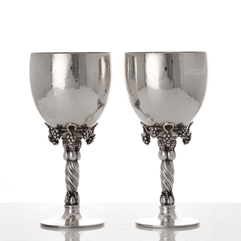 Georg Jensen, vinglas, ett par, Köpenhamn 1988 & 1996, sterling silver, designnr 263.