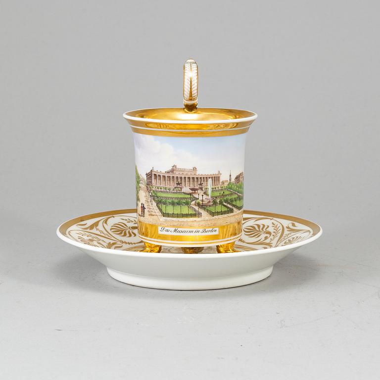 Porcelain cup with saucer, Berlin, 19th century.