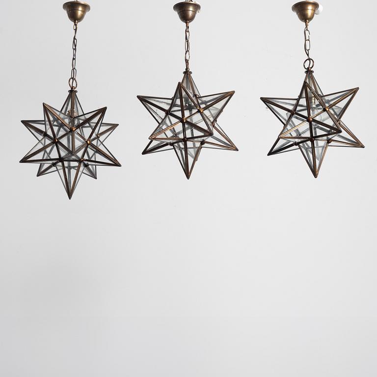Three pendant lamps, 20th century.