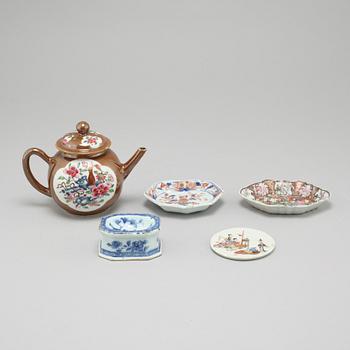 Seven pieces of porcealin, mostly China, mostly 18th century.