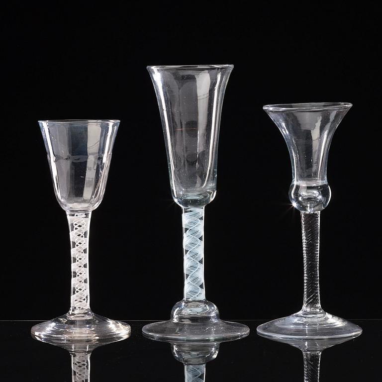 A group of six odd ale glasses, England, 18th Century.