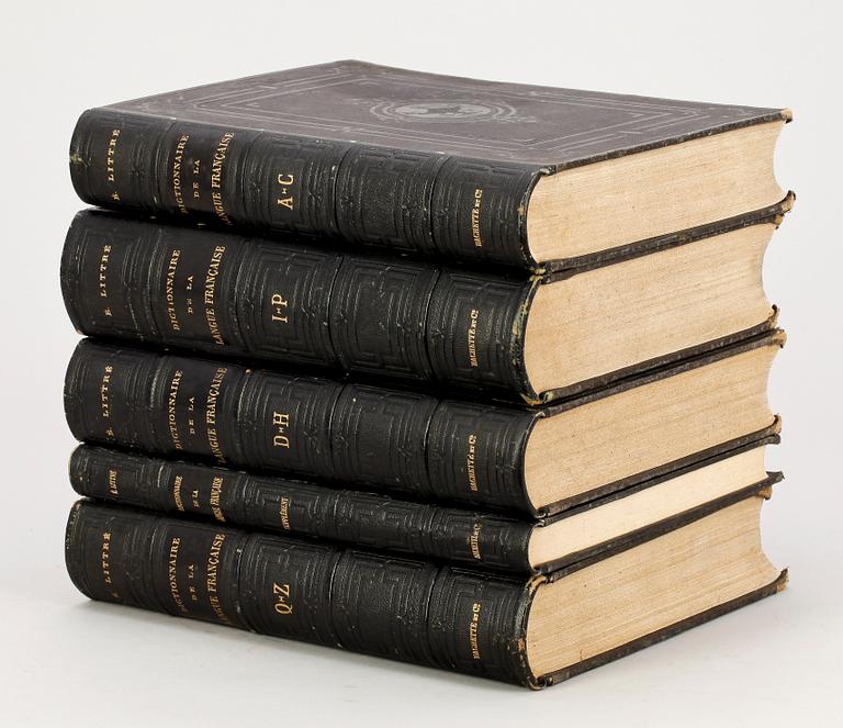 BÖCKER, 5 VOLYMER, DICTIONNAIRE DE LA LANGUE FRANCAISE, par E. Littré. Paris 1877.