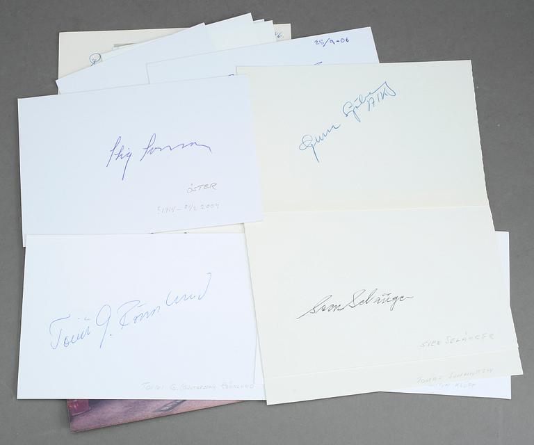 IDROTTSAUTOGRAFER, 30 st, bla Arne Borg, Birger Ruud, Ingemar Johansson, Axel Acke Grönberg, Carolina Clüft.