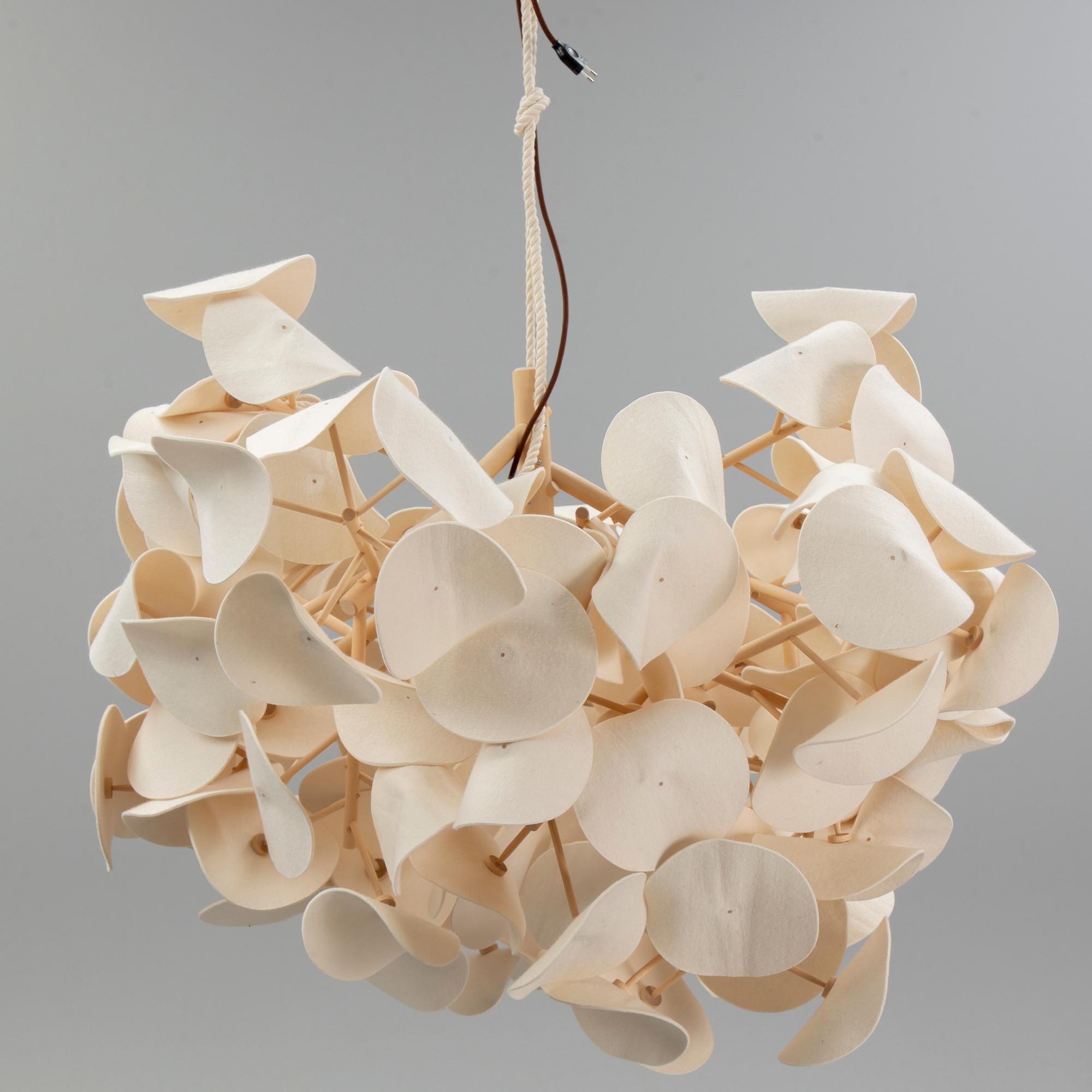 A contemporary birch and wool 'Leaf lamp' by Peter Schumacher, Green Furniture Concept.