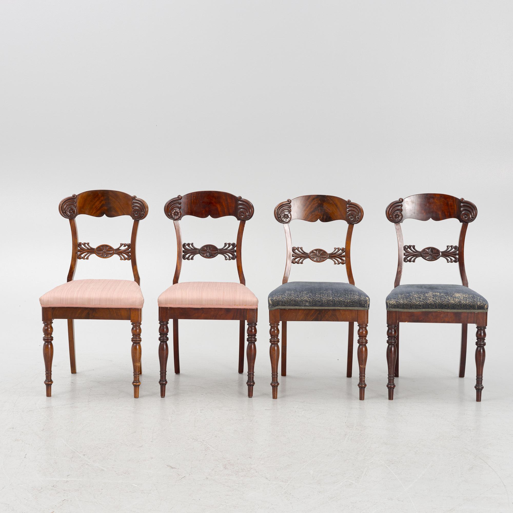 Stolar, 4 st, Karl Johan, 1800-talets mitt.