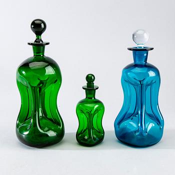 Holmegaard, karaffer/kluckflaskor 6 st 1900-talets slut glas.