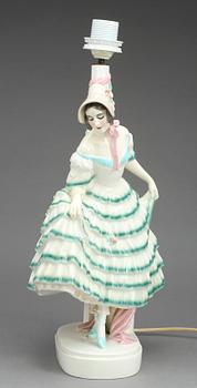 BORDSLAMPA, flintgods, Keramos, Österrike, 1920/30-tal.