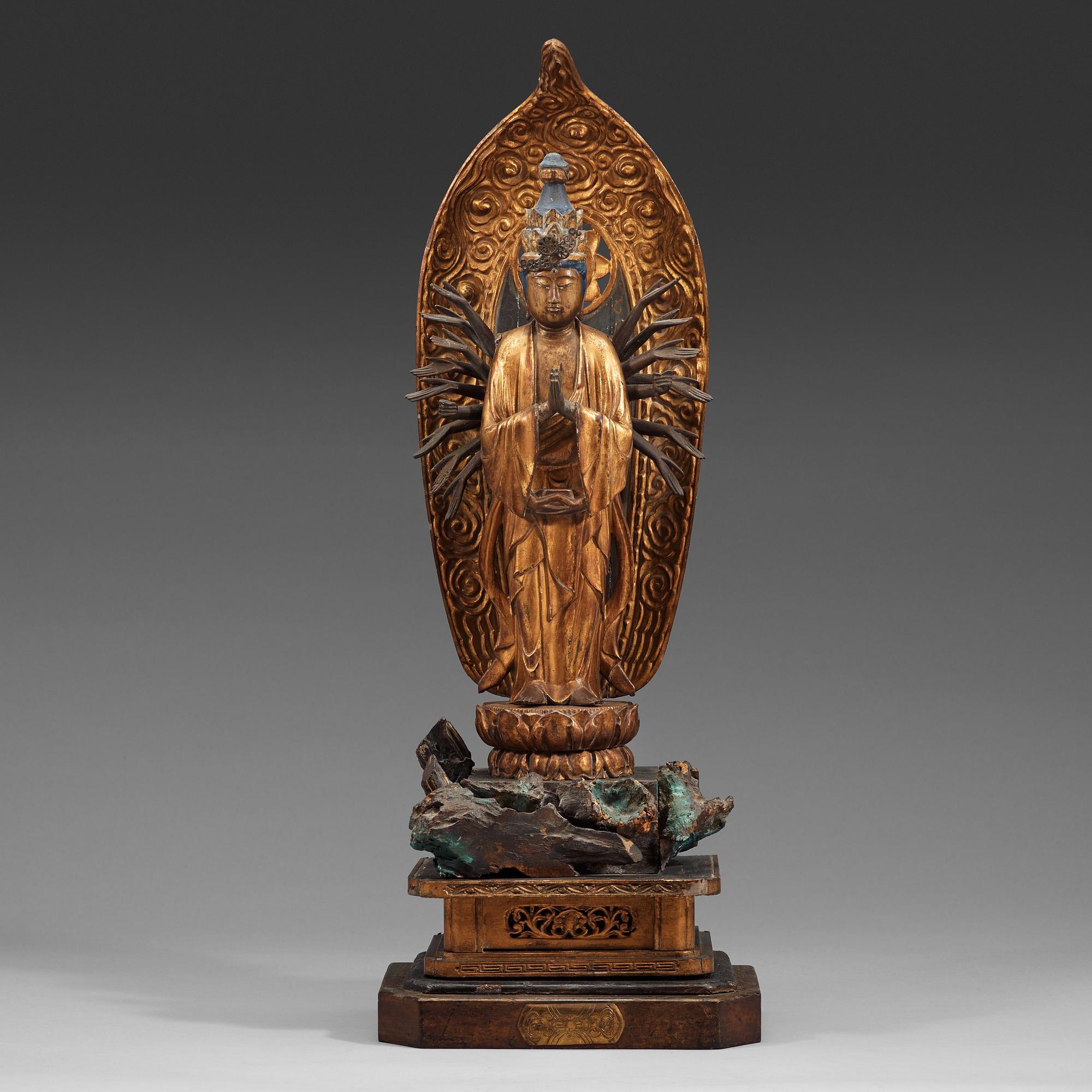 BODHISATTVA, lackerat och förgyllt trä. Japan, Edo, 1700-tal.