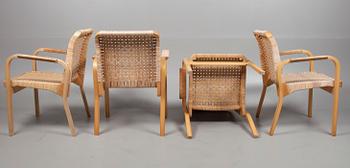 KARMSTOLAR, 6 st, modell 45, Alvar Aalto, Artek. 1900-talets senare hälft.