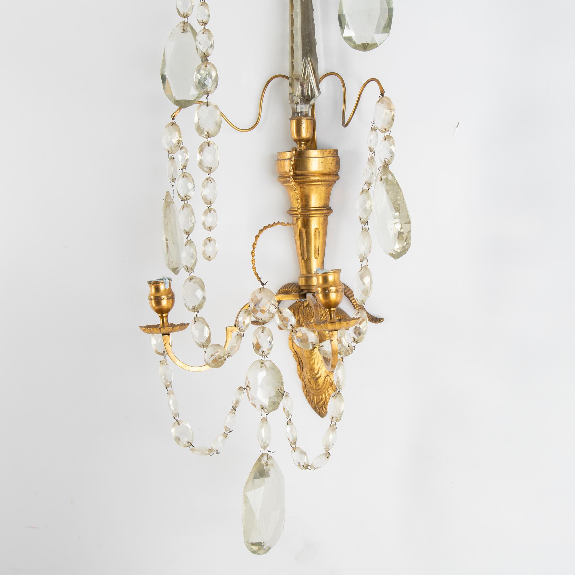 Vägglystrar, ett par, gustaviansk stil, 1800-tal.