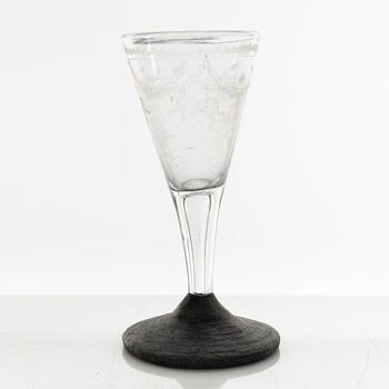 Spetsglas, fyra stycken, delvis Sverige, 1700-tal.