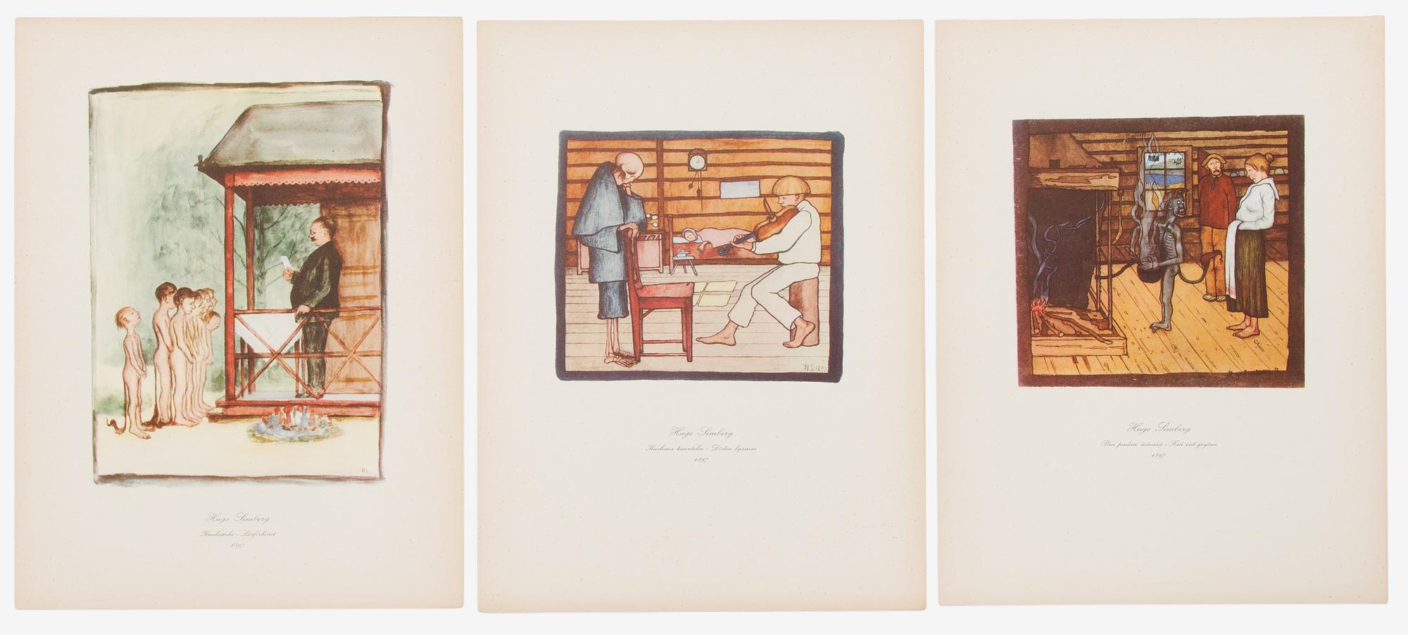 Hugo Simberg, "Akvarelleja-Akvareller", 20 kpl ofsett -painokuvia, WSOY Porvoo 1958.