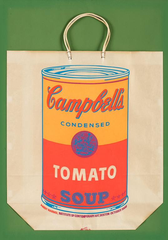 Andy Warhol, "Campbell's soup can on shopping bag".