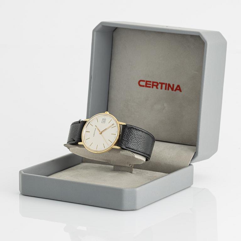 Certina, 14K gold, wristwatch, 33.5 mm.