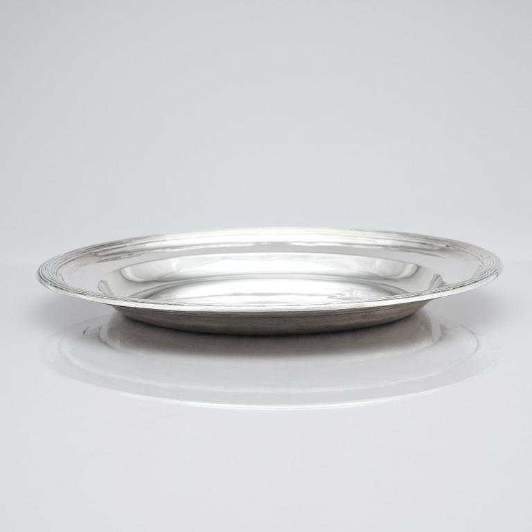 A Swedish large silver plate, mark by Gustaf Folcker, Stockholm, probably 1860.