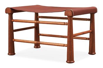 359. A Josef Frank mahogany and brown leather stool, Svenskt Tenn, model 972.