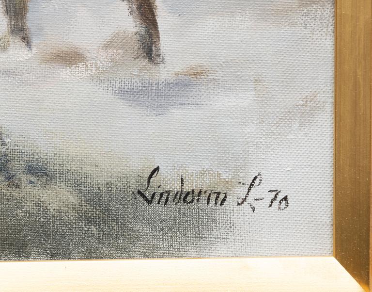 Lindorm Liljefors, Hunter and dog on a hunt.